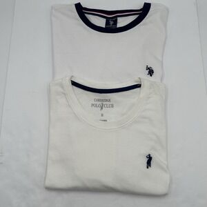 Two Men's Medium T-Shirt Short Sleeve White US Polo ASSN & Cambridge Polo Club